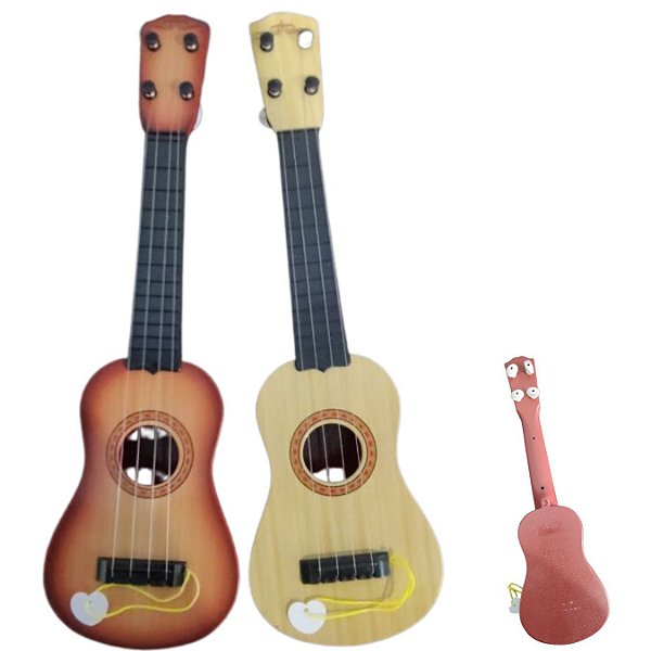 Violão De Plastico Marrom Com Palheta 45cm
