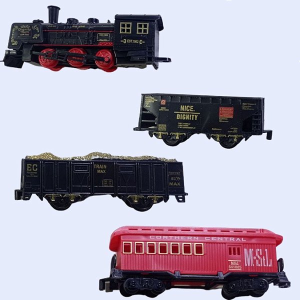 Kit Locomotiva Trilhos Vagões 1,88 Metros Trem Brinquedo