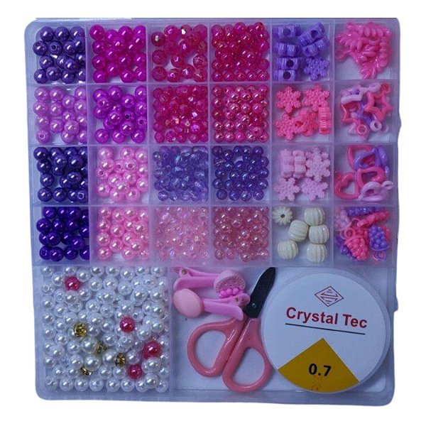 Kit Miçangas Infantil Monta Colares E Pulseiras Colorida