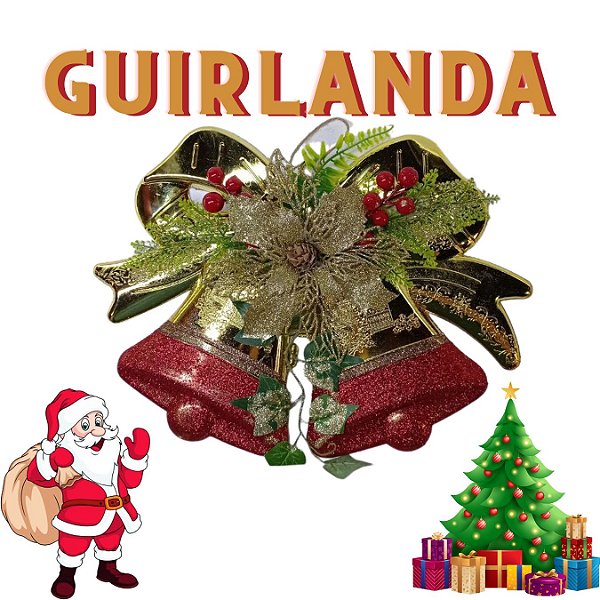 Enfeite de Natal Laço Guirlanda de Porta 33x24cm