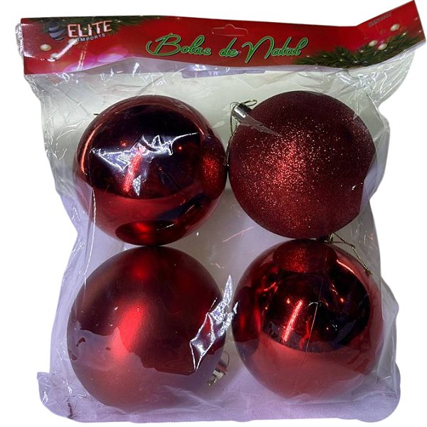 Enfeite de Natal Bola Grande 10cm 04 Unidade