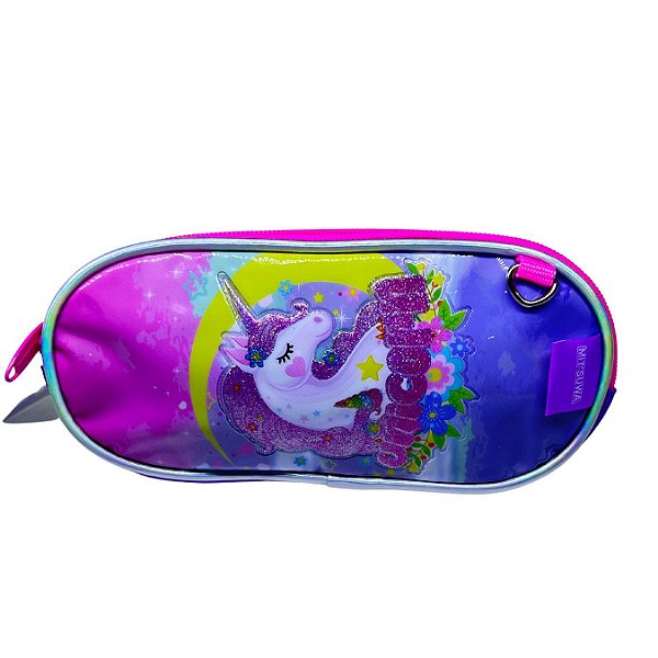 ESTOJO ESCOLAR DE UNICORNIO COM 2 REPARTICOES