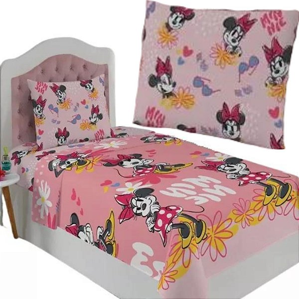 JOGO DE CAMA INFANTIL 3 PECAS MICROFIBRA Modelo:Minnie