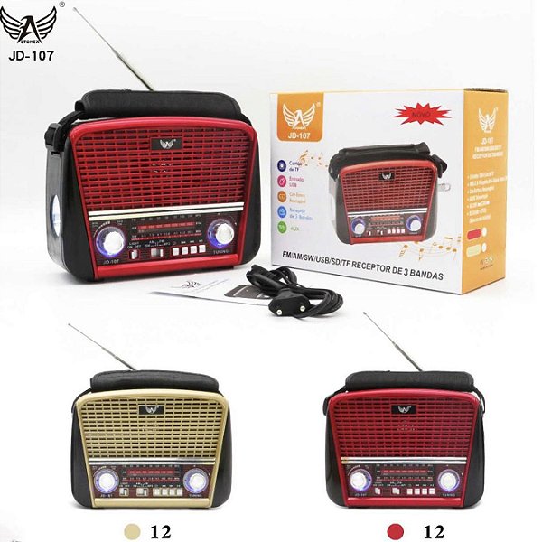 Radio Retro Vintage Am Fm Usb Sd Bluetooth Recarregavel