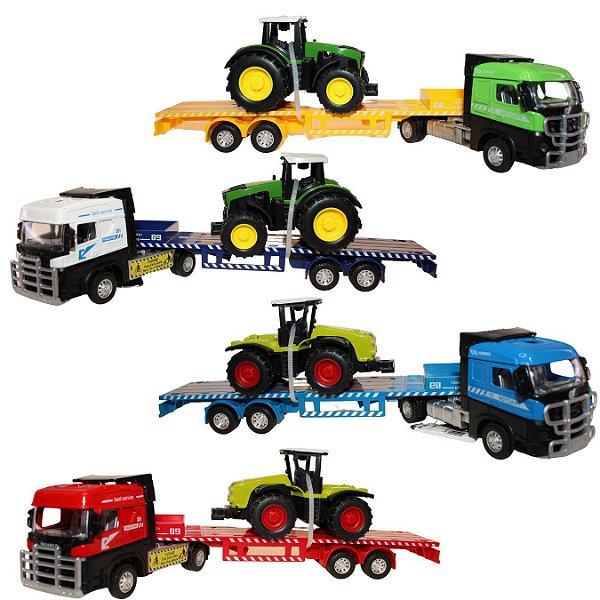 Caminhão De Ferro e Plastico Com Trator 24cm 1:60 Acorda