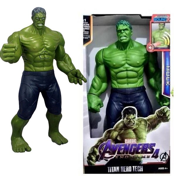 Boneco 30cm de altura articulado com som e led Personag:Hulk