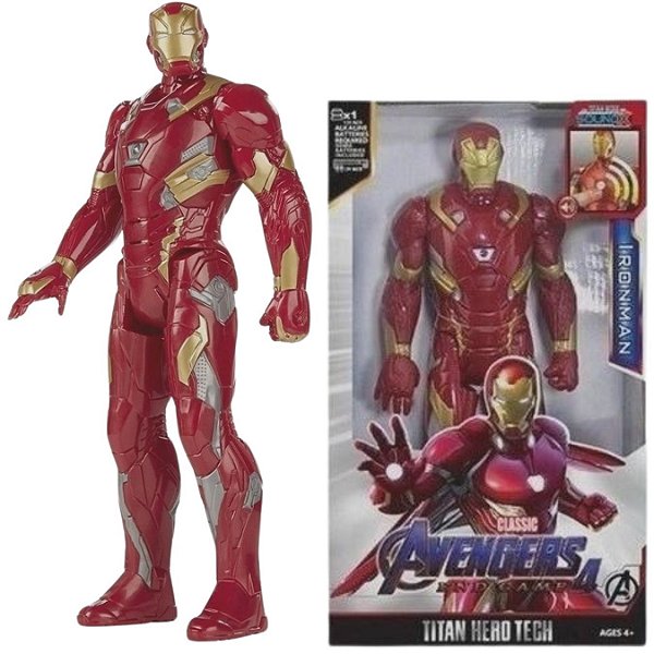 Boneco 30cm articulado com som e led Personag:Homem de Ferro