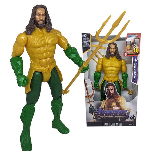 Boneco 30cm  articulado com som e led Personagem:AquaMen