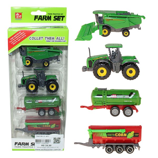 KIT TRATOR DE BRINQUEDO COM 4 PEÇAS COLECIONAVEL