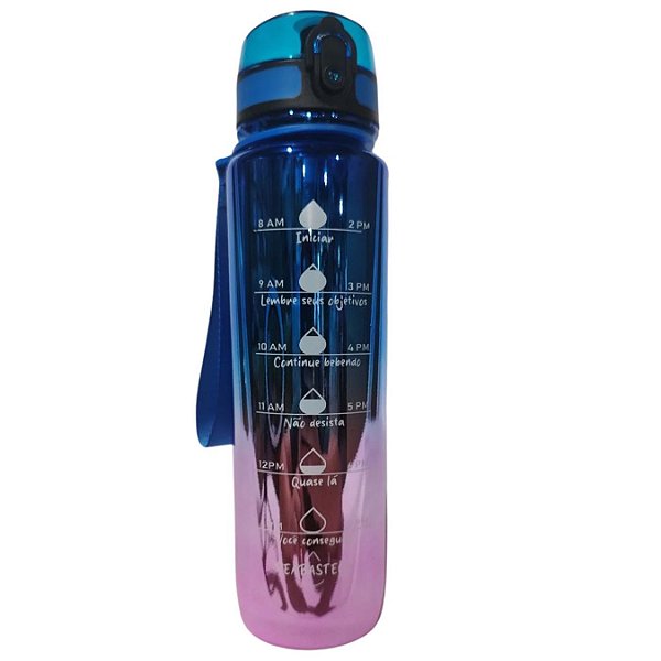 Garrafa Squeeze  Degradê Metalizada 1L Academia Cor:Azul
