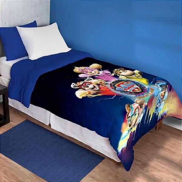 Edredom Solteiro Com Sherpa Lepper 150x220cm Patrulha Canina