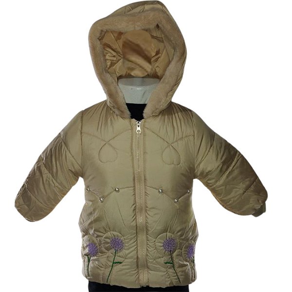 Jaqueta De nylon Infant. Florzinha Cor:Bege;Tamanho:4-5 Anos