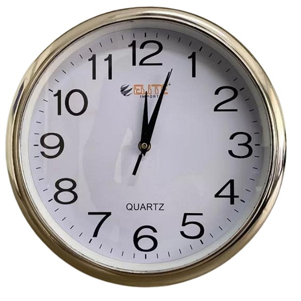 Relogio de Parede Redondo 25cm Elite Imports Cor Dourado