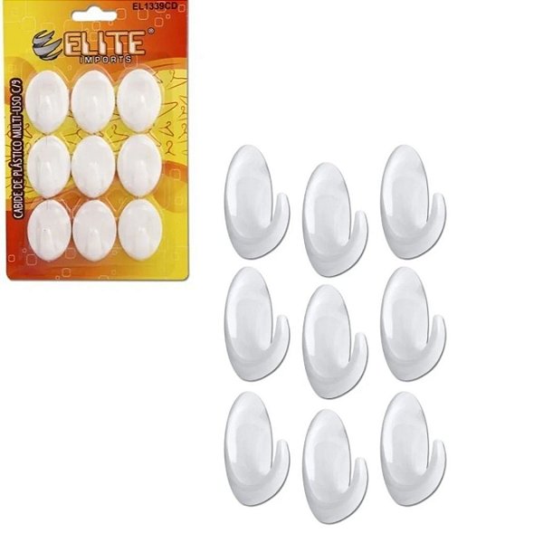 KIT 9 CABIDE DE PLASTICO MULTI-USO PARA PAREDE ELITE