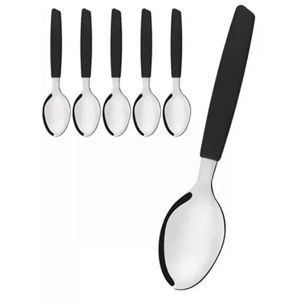 COLHER JANTAR CABO DE PLASTICO 6UN PRETO