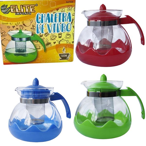CHALEIRA DE VIDRO COM INFUSOR 1500 ML ELITE