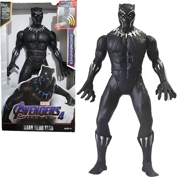 Boneco 30cm de altura articulado,som e led mod:Pantera Negra