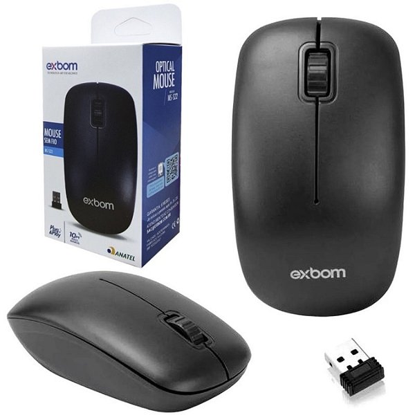 Mouse Sem Fio 2,4g Com Sensor Óptico Modelo Exbom