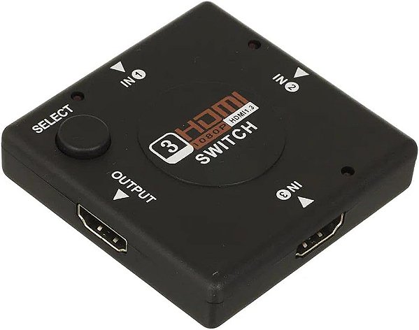 Mini HDMI Switch HUB 3 Portas e 1 Saida, 1080p Auto Switch