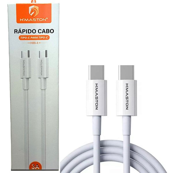 Cabo H'Maston Tipo C para Tipo C 5V-3A 1m Branco H88-4