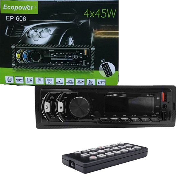 Toca Radio Automotivo Ecopower 4 x 45W Com Bluetooth/usb/sd