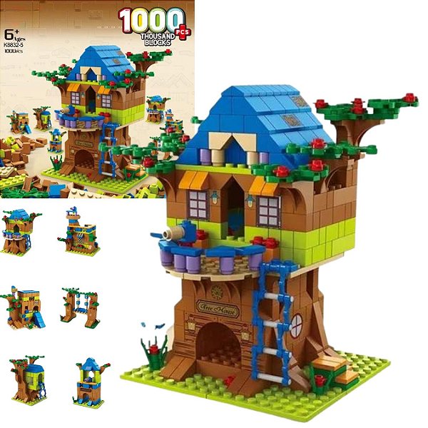Conjunto 1000 Pç Brinquedo Blocos Casa Na Árvore