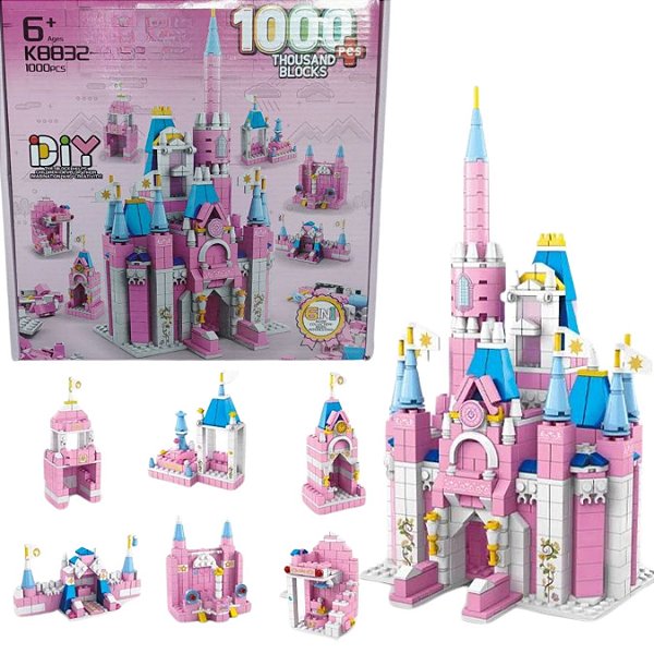 Bloco De Montar 1000 Pç Brinquedo Castelo