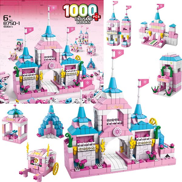 Bloco De Montar 1000 Pç Brinquedo Entrada Castelo