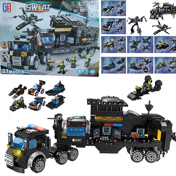 Bloco De Montar 701 Pç Brinquedo Caminhao Policia