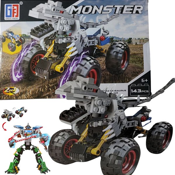 Bloco De Montar 143 Pç Brinquedo Carro Monster