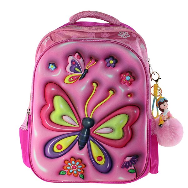 Mochila Escolar Infantil 3D Alto Relevo Personagem:Borboleta