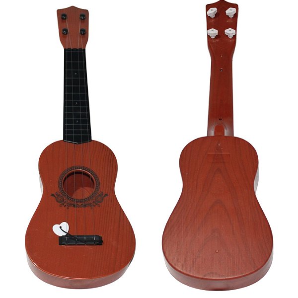 Violão De Plastico Marrom Com Palheta 55cm