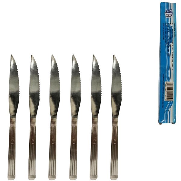 Kit Faca De Mesa Com 6 Unidade Aço Inox XH 3704