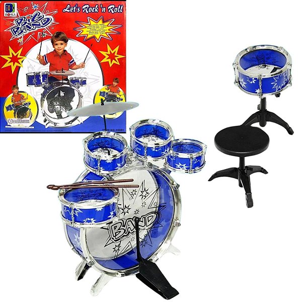 Bateria Brinquedo Musical Infantil Rock Star 4 Pcs v