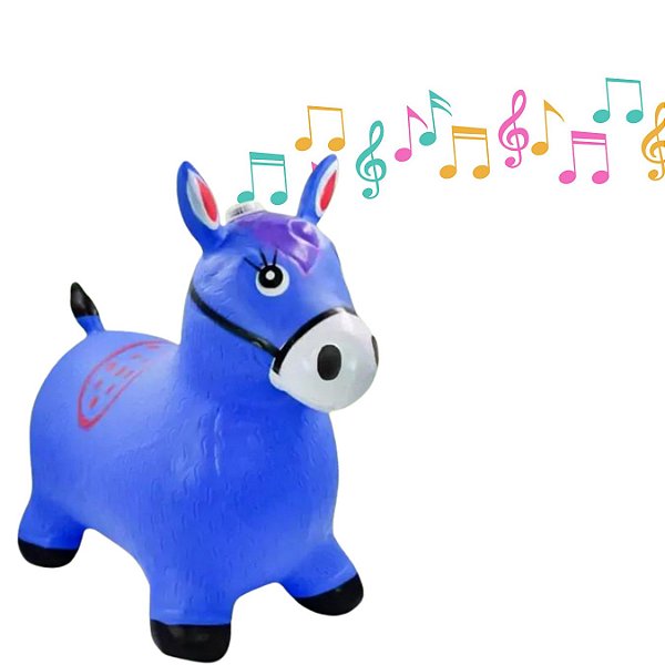Cavalinho Upa Upa Brinquedo Pocoto Inflavel Musical Cor:Azul