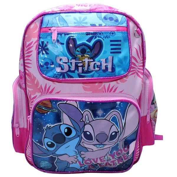 MOCHILA ESCOLAR LILO E STITCH REFORÇADA ROSA PARA COSTA