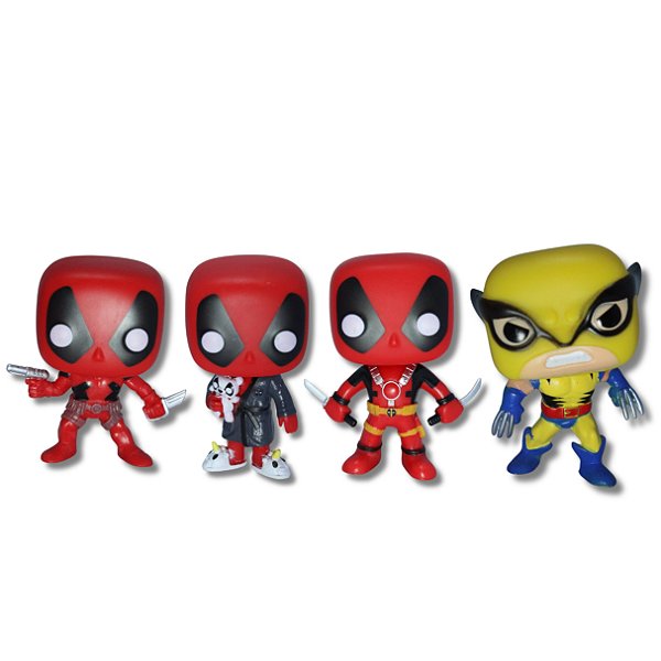 Kit 4 Bonecos Brinquedo Colecionável Deadpool e Wolverine