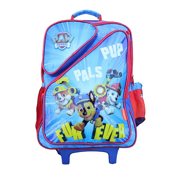 MOCHILA ESCOLAR PATRULHA CANINA REFORÇADA AZUL COM RODINHAS