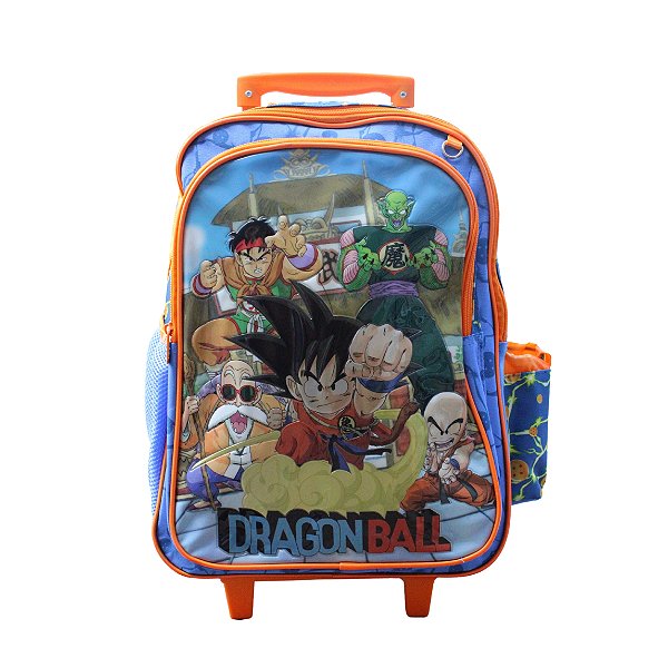 MOCHILA ESCOLAR DRAGON BALL REFORÇADA AZUL COM RODINHAS