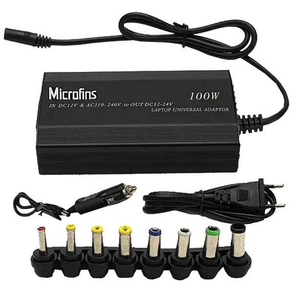 Fonte Universal Microfins HR1009 100W Bivolt para Laptops - Cor Preta