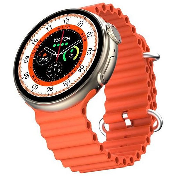 Relógio Inteligente Microwear Ultra 9 Pro - Bluetooth - 49MM - Titânio/Laranja