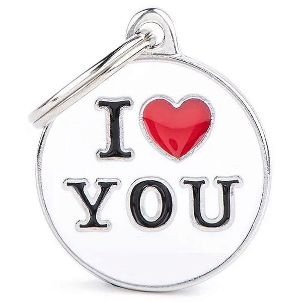 Medalha de Identificação MyFamily Charms Médio - Eu Te Amo CH17MLOVEYOU