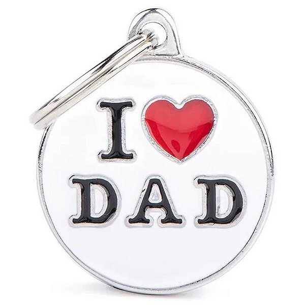 Charm de Identificação MyFamily Médio I Love Dad - Medalha Personalizada CH17MLOVEDAD