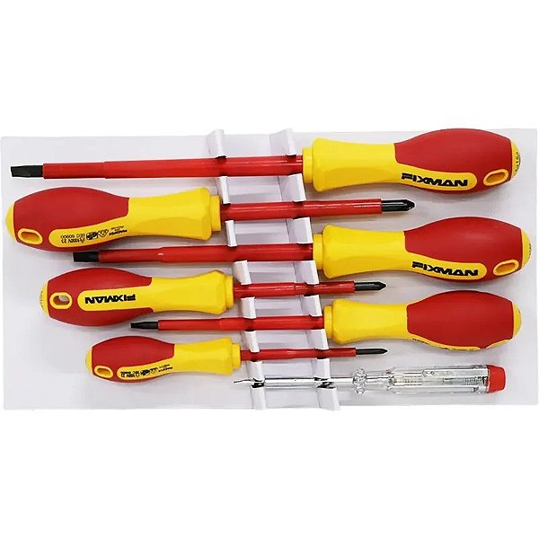 Kit de Ferramentas Isoladas VDE Fixman D1809 - 7 Peças Profissionais de Alta Qualidade