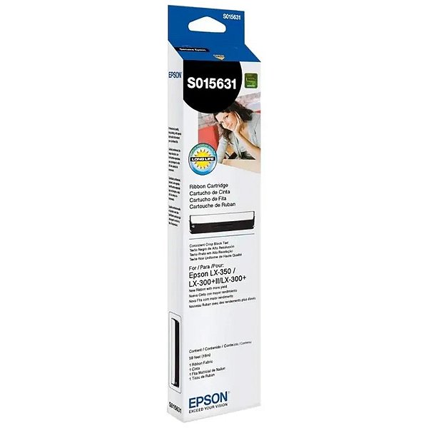 Fita de Impressão Epson S015631 Compatível para Impressoras LX-350 e LX-300+