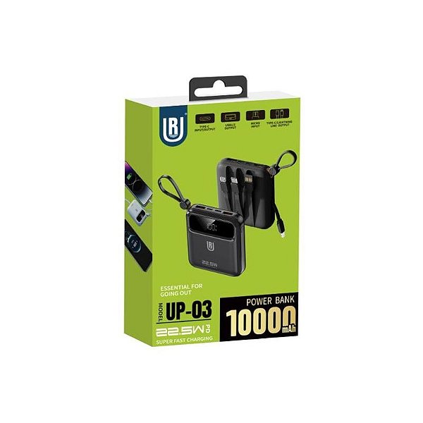 Carregador Portátil UR 10000mAh Power Bank Modelo UP-03 - Preto