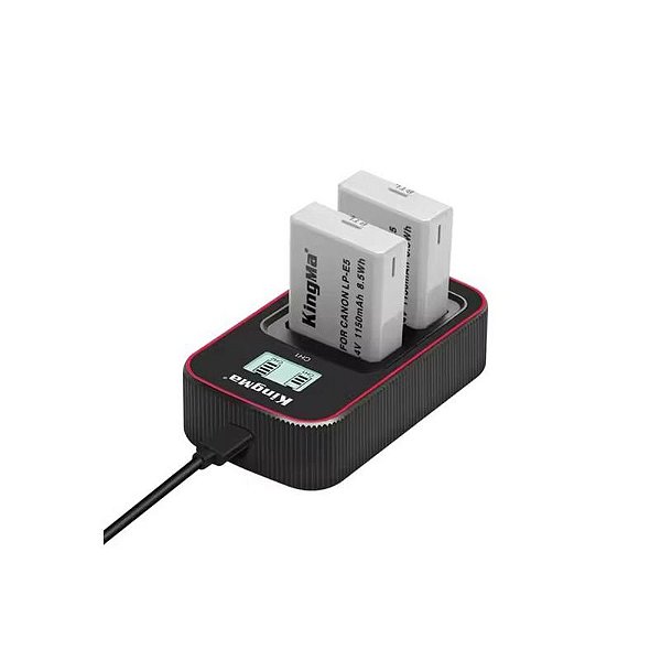 Carregador Duplo Kingma com LCD USB para Baterias LP-E5