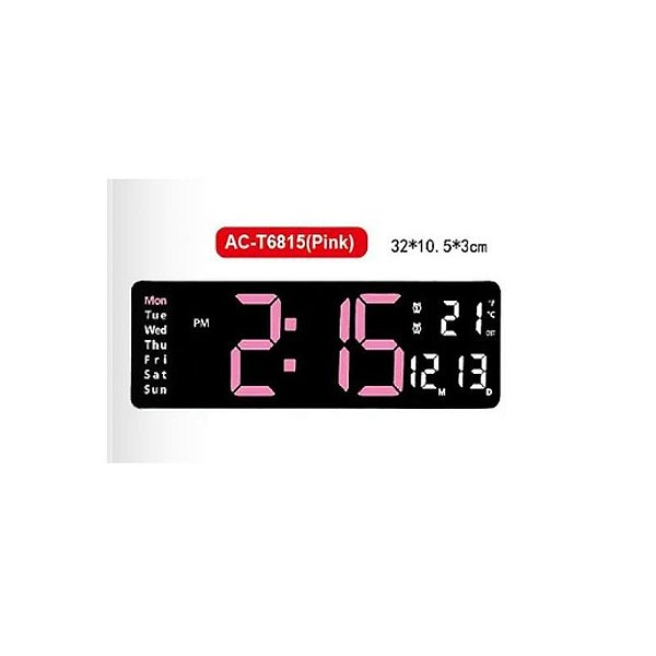 Relógio Digital Feminino AC-T6815 Rosa 32x10,5x3 cm - Estilo e Modernidade