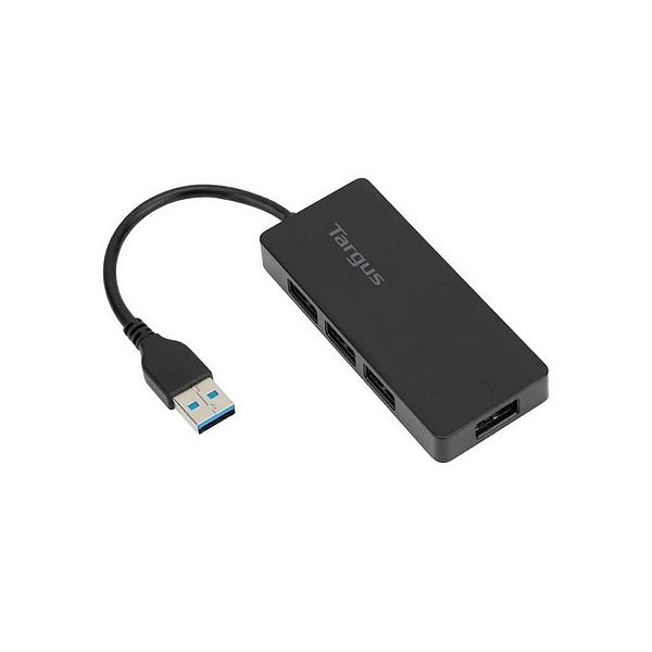 Hub Targus ACH124US USB 3.0 com 4 Portas - Preto, Conectividade Rápida e Eficiente