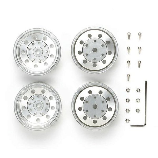 Rodas Traseiras Metálicas Cromadas Tamiya 22MM Kit 56518